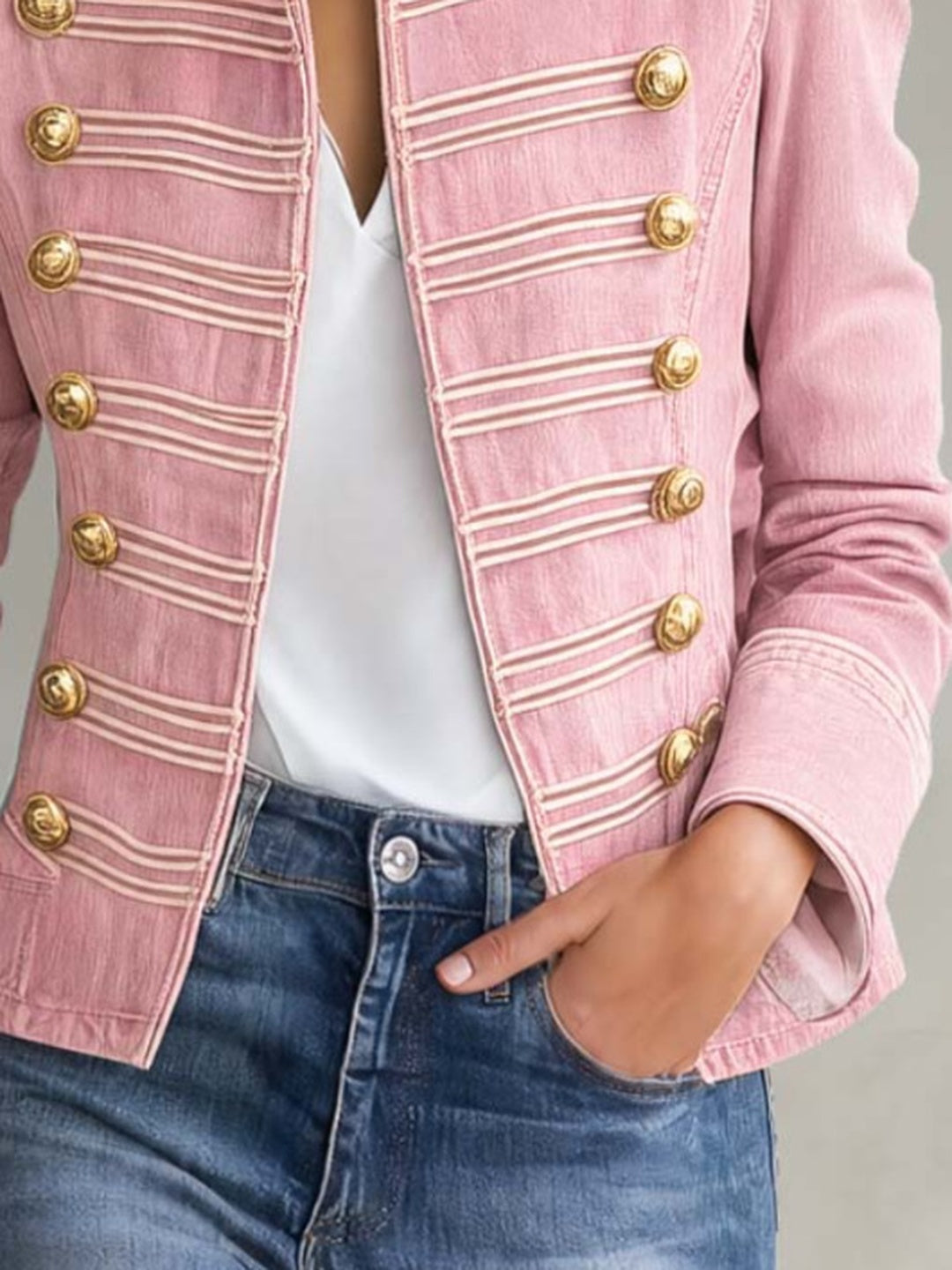 Gemma Gold-Button Knit Jacket