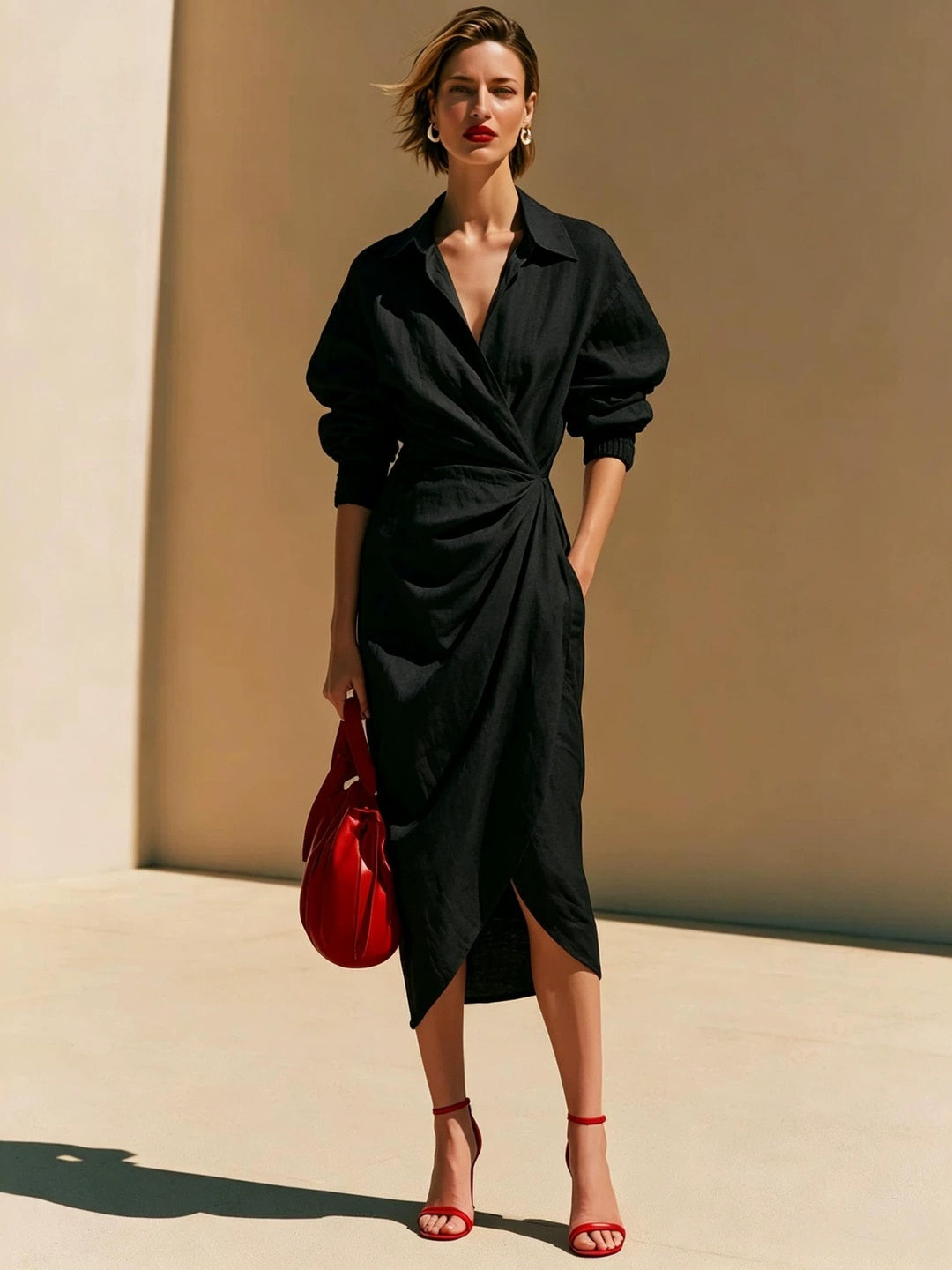 Marcella Wrap-Front Midi Dress