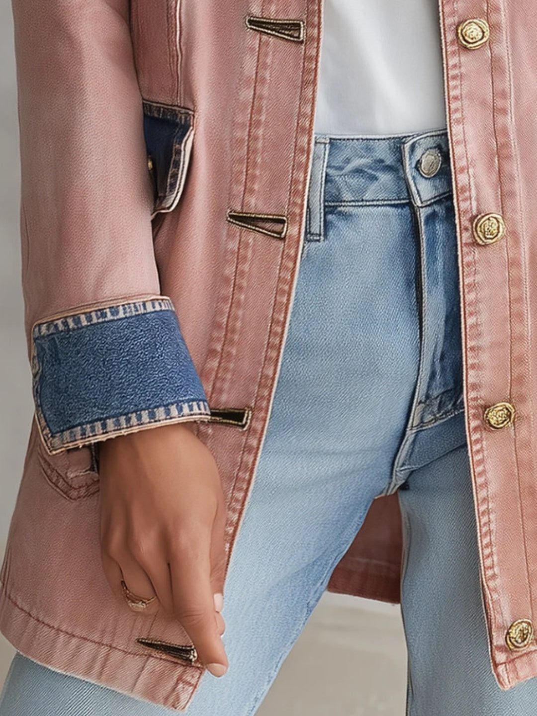 Dalia Contrast-Cuff Longline Blazer