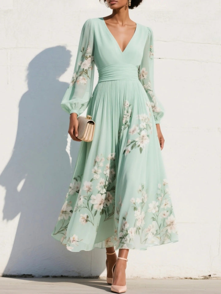 Mila Mint Floral Wrap Midi Dress