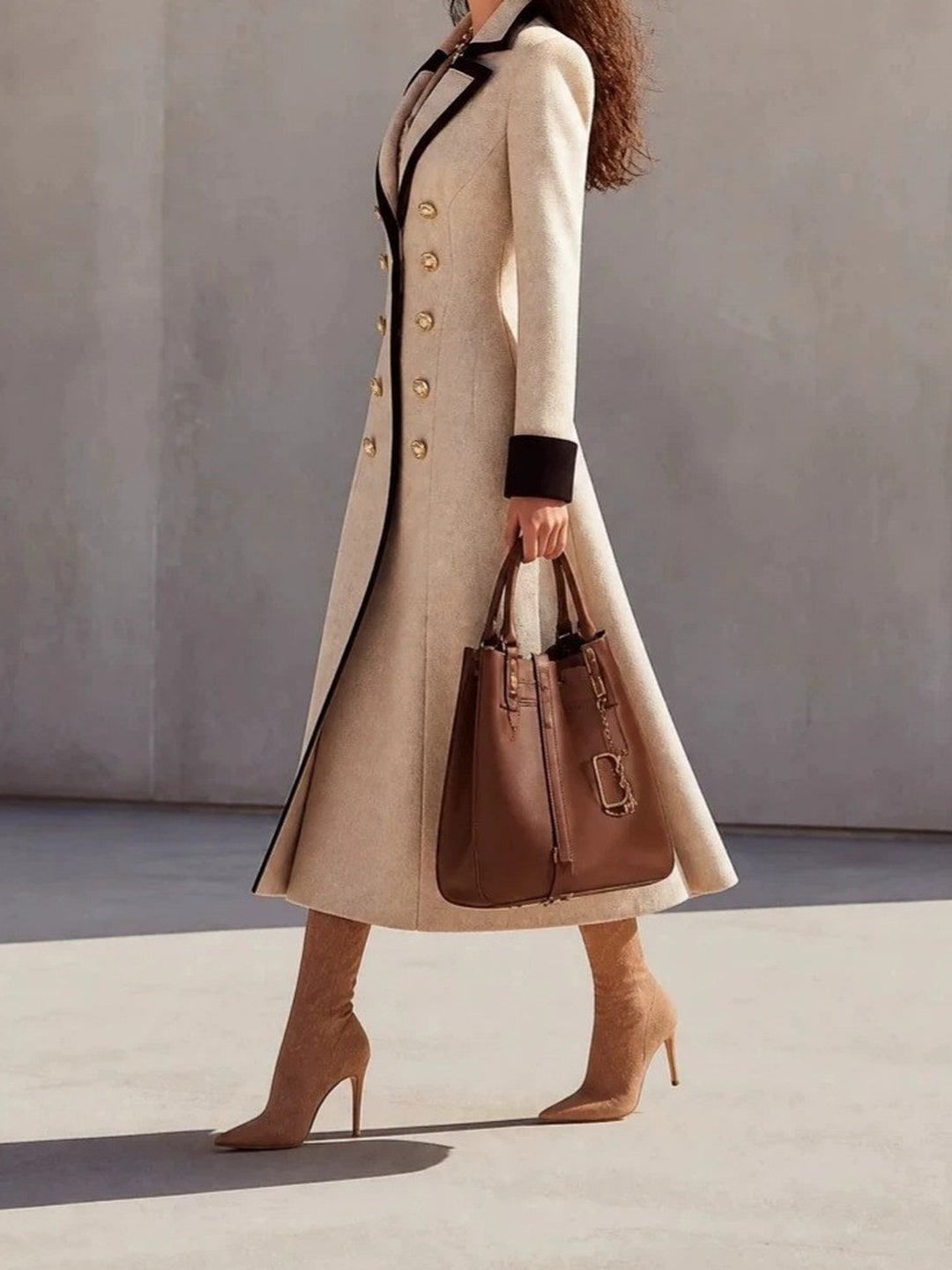 Contessa Contrast-Trim Coat Dress