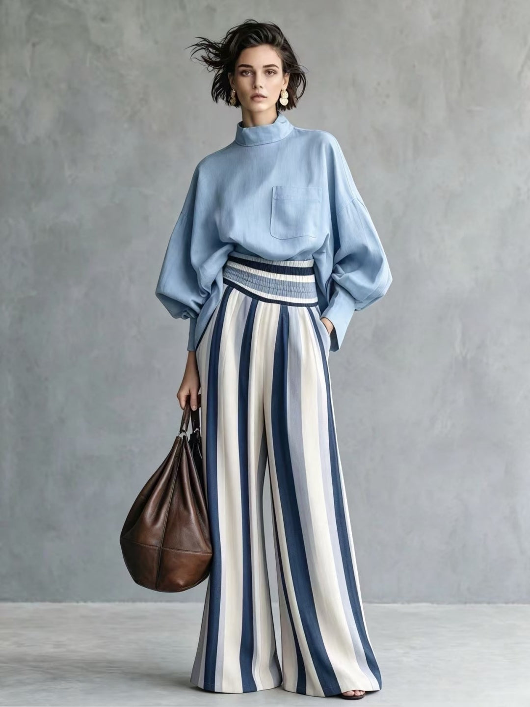 Vittoria Satin Striped Two-Piece Set