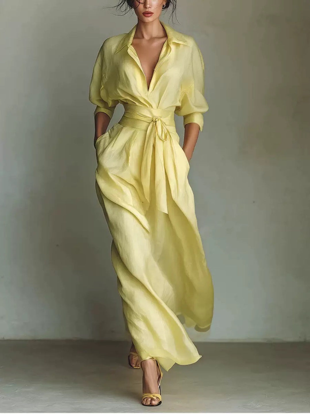 Livia Draped Shirt Maxi Dress