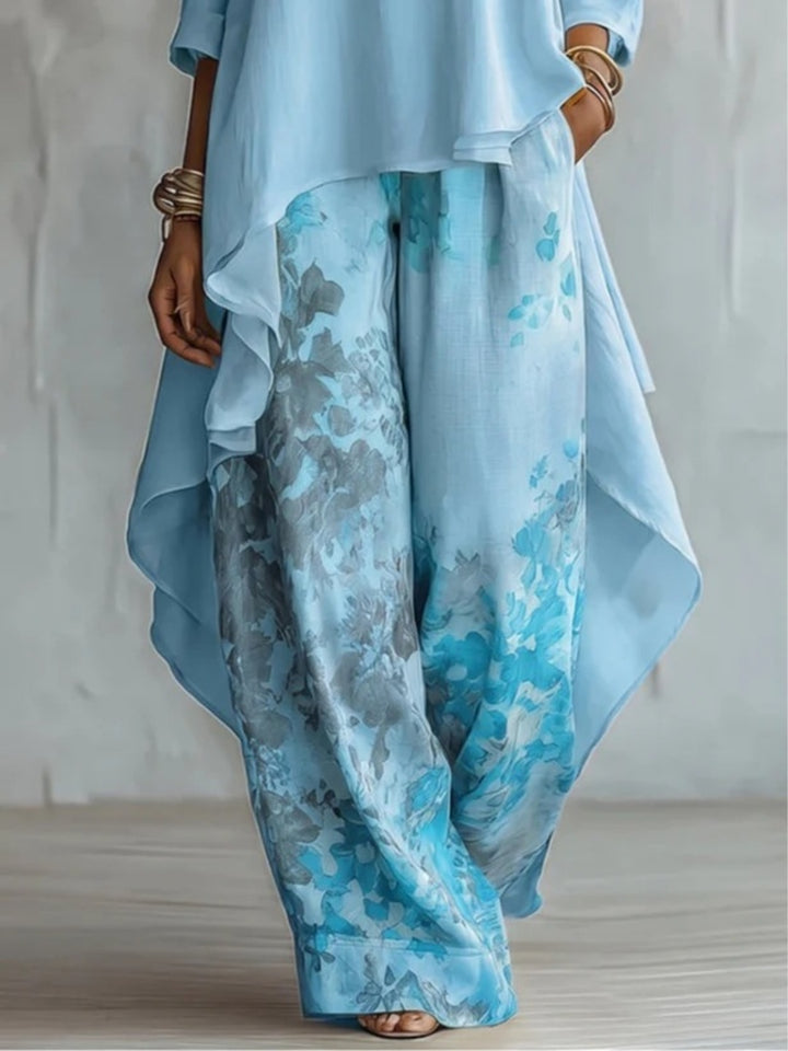 Soleil Mustard Tunic and Floral Harem-Pant Set