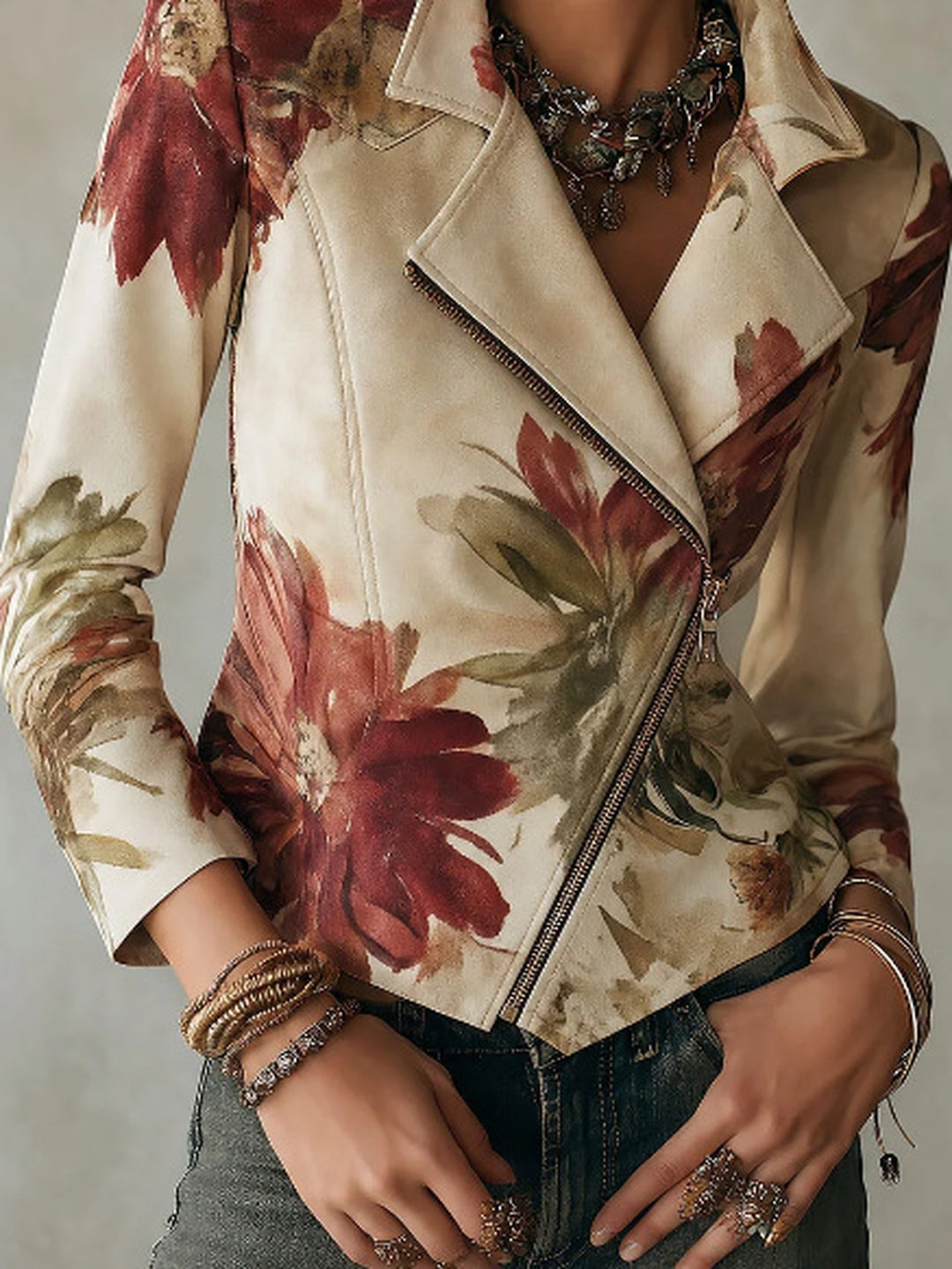 Fiora Botanical-Print Tailored Blazer