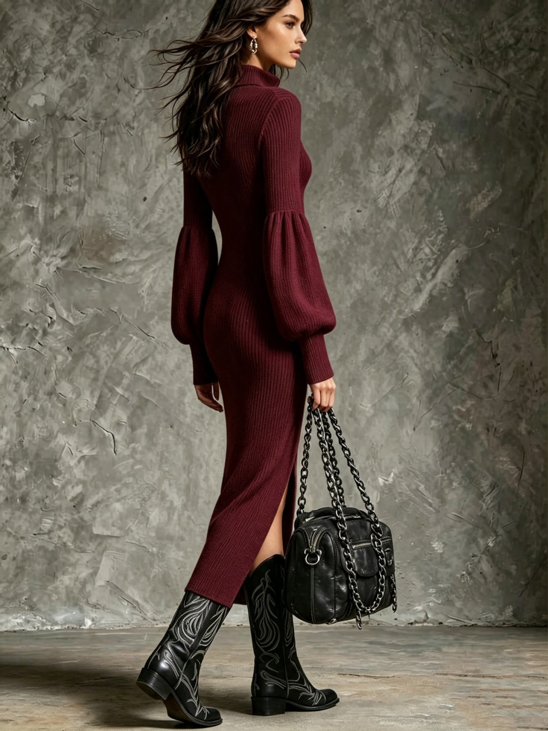 Aurelia Zip-Front Knit Maxi Dress