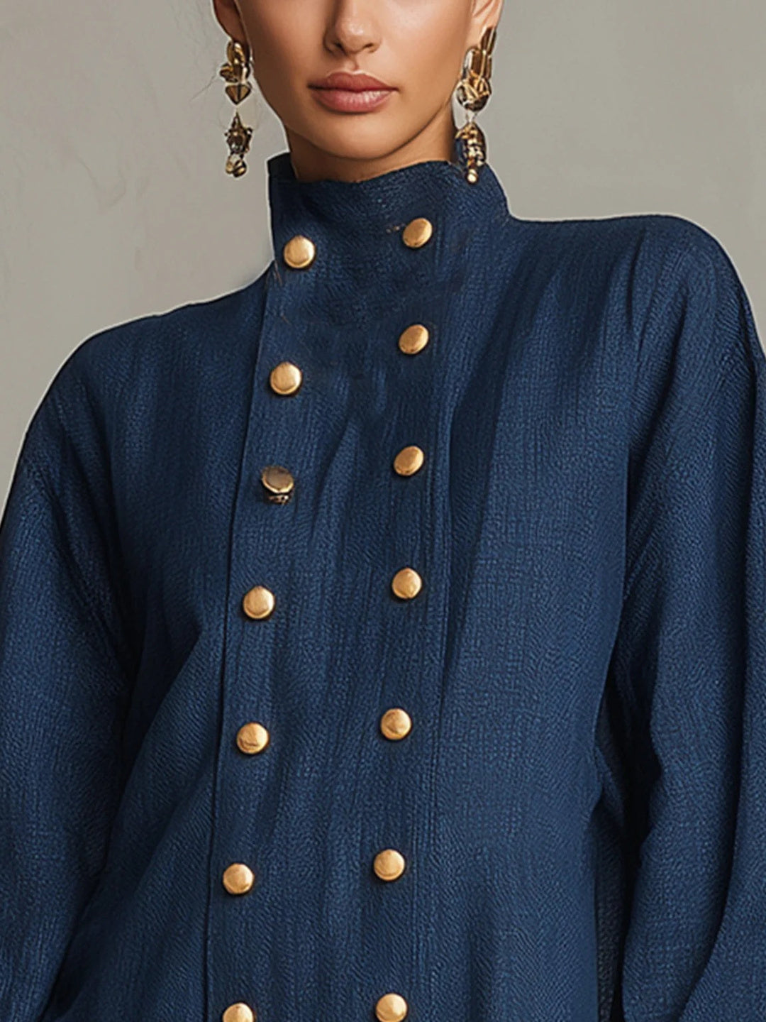 Elisabetta Military-Button Mini Dress