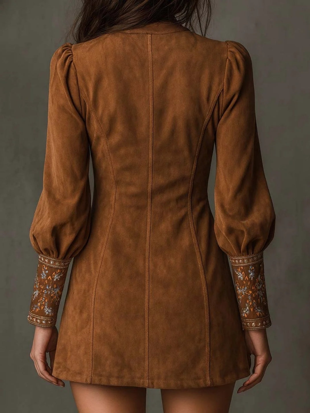 Terra Cocoa Embroidered Tunic Mini Dress