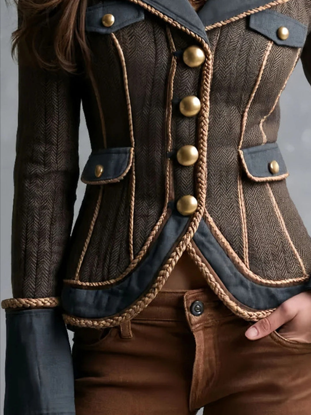 Marcella Military-Peplum Moto Jacket