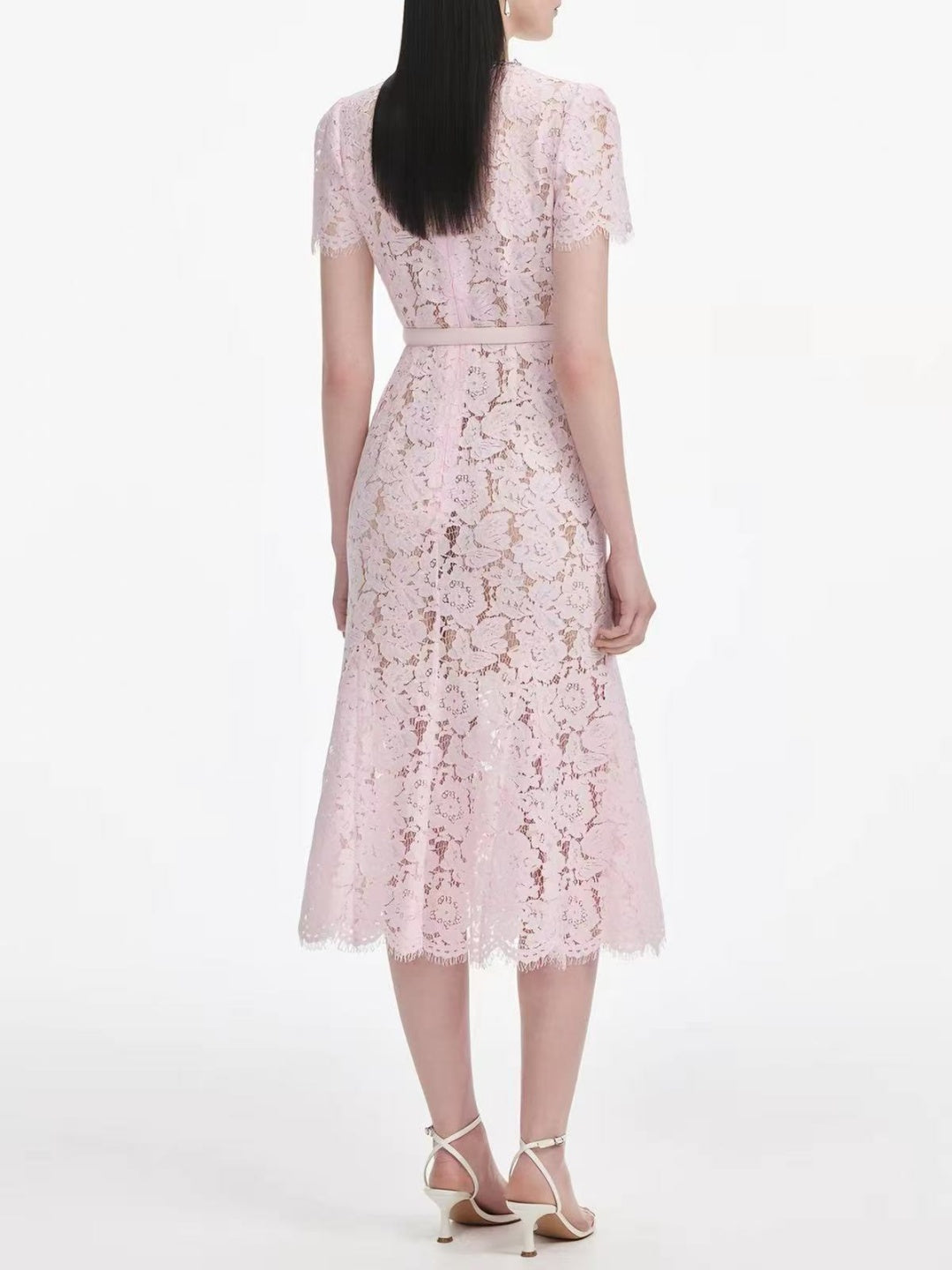 Mirella Lace Short-Sleeve Maxi Dress - Sky Blue