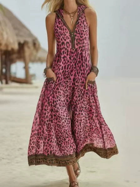 Amalfi Green Leopard Halter Maxi Dress