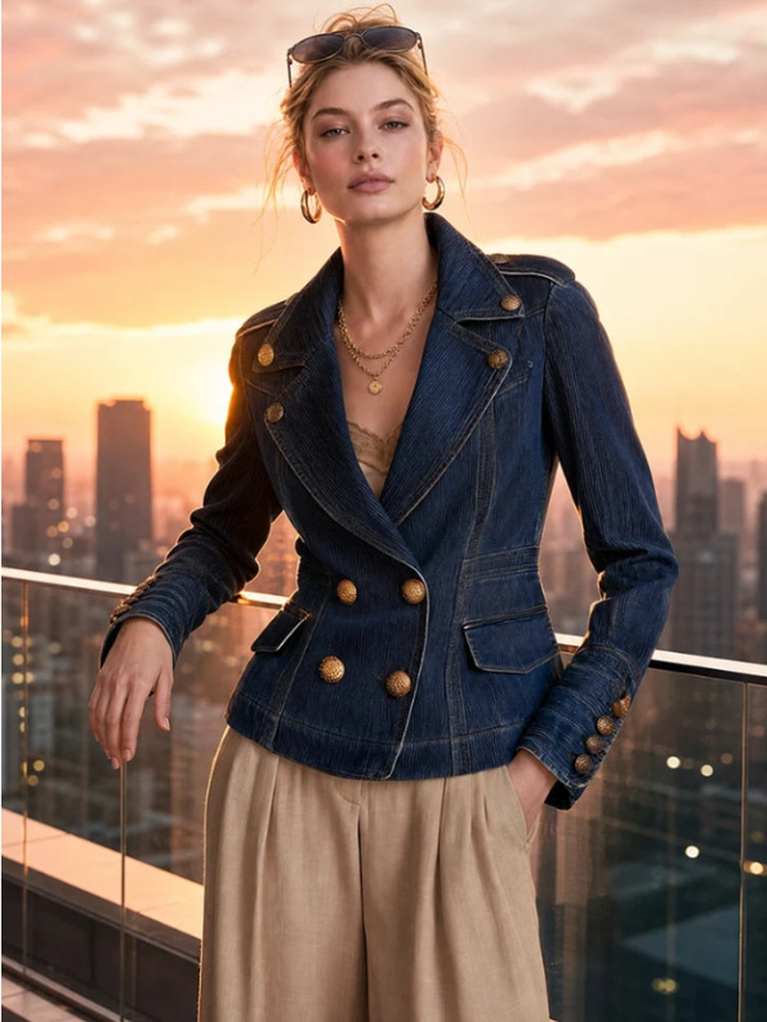 Serena Double-Breasted Tailored Blazer