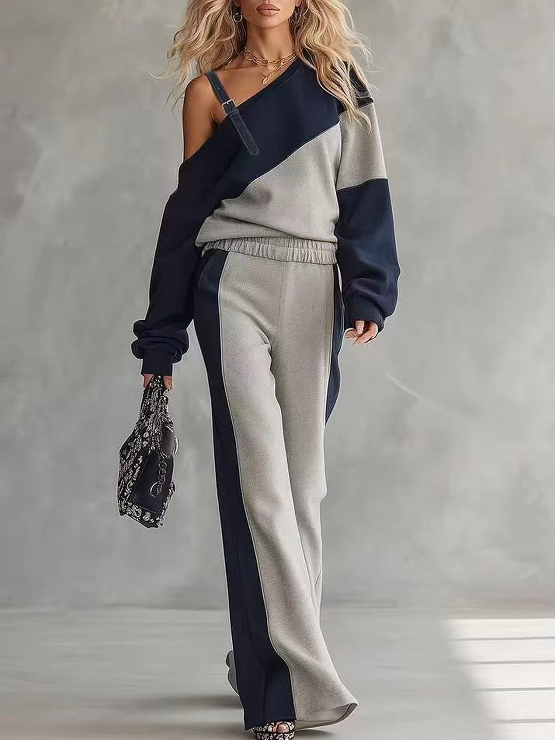 Riviera Color-Block Wide-Leg Lounge Set