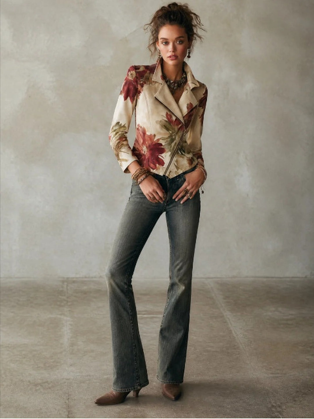 Fiora Botanical-Print Tailored Blazer