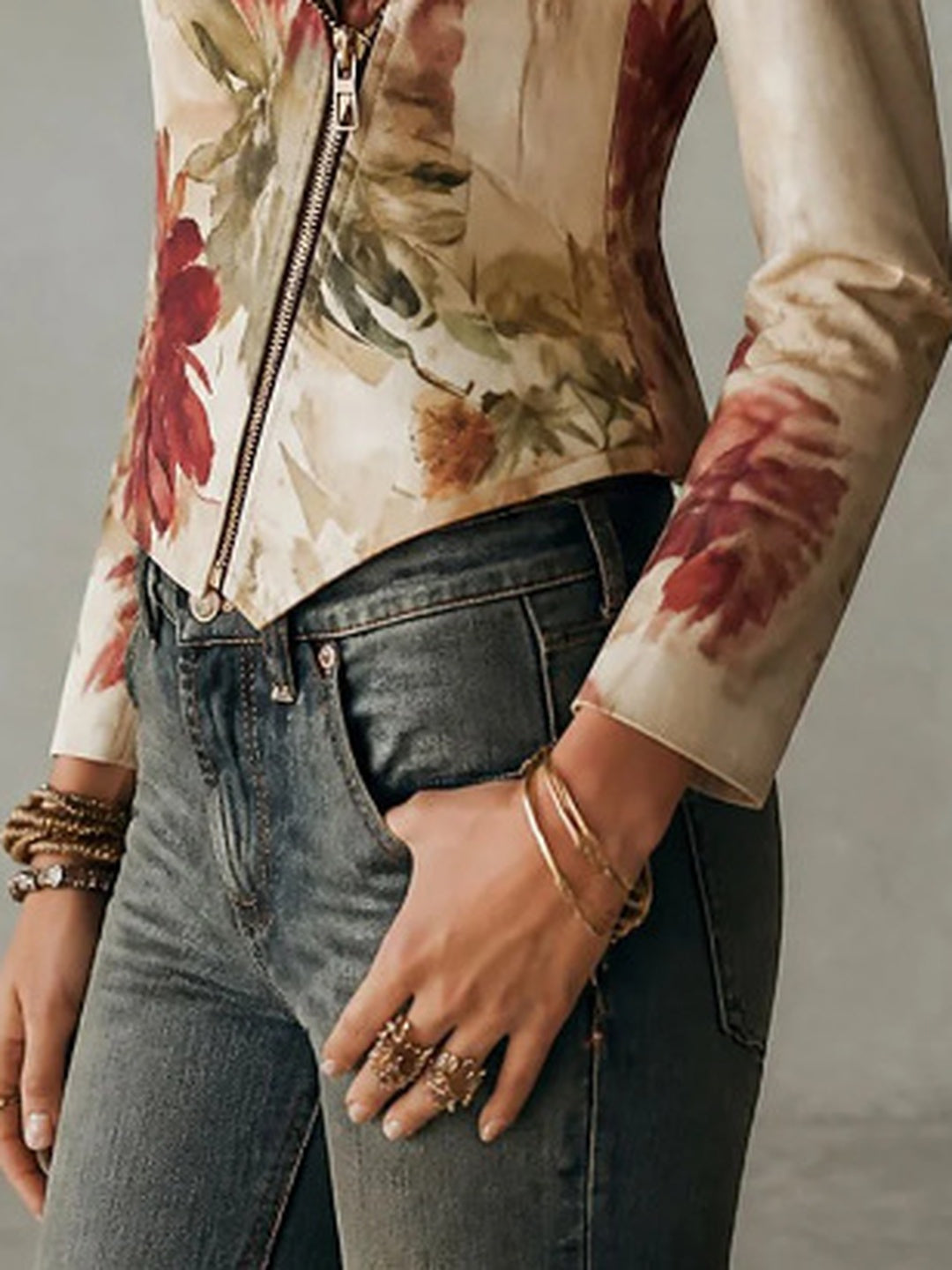 Fiora Botanical-Print Tailored Blazer