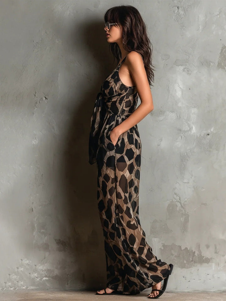 Paloma Leopard Halter Harem Jumpsuit