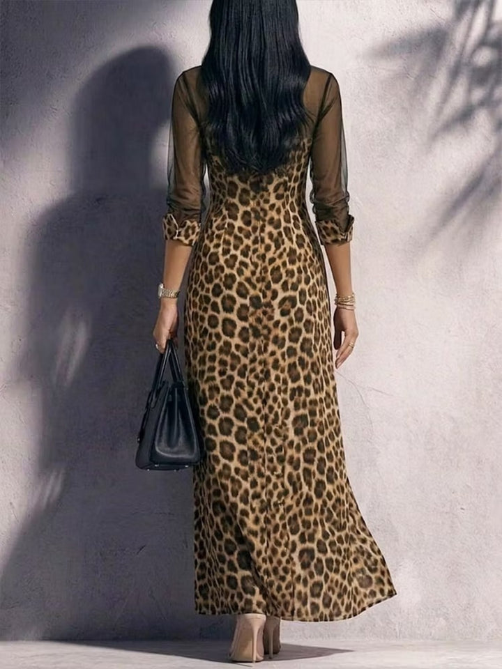 Cora Leopard Print Shirt Maxi Dress