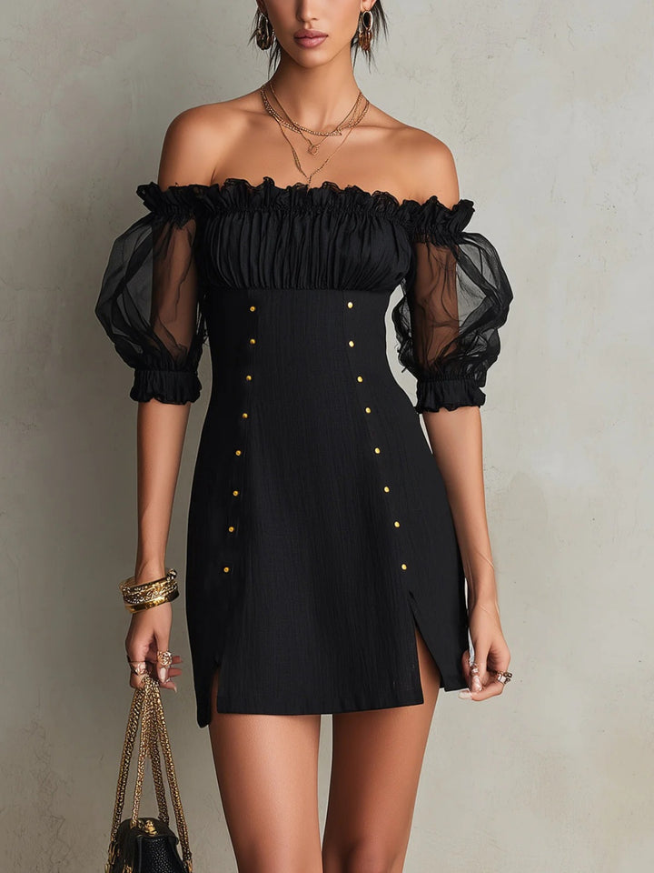 Noa Black Off-Shoulder Corset Mini Dress