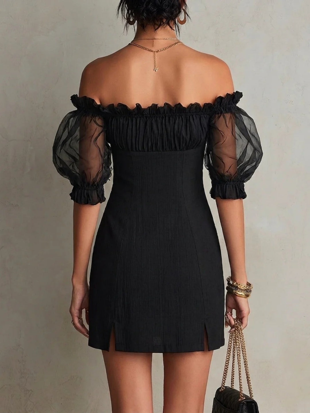 Noa Black Off-Shoulder Corset Mini Dress
