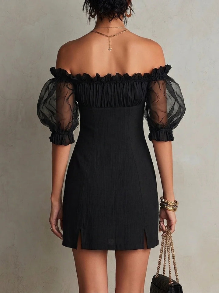 Noa Black Off-Shoulder Corset Mini Dress