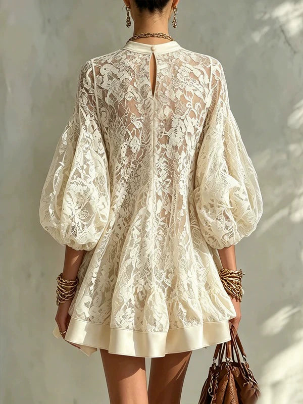 Bianca Ivory Lace Poncho Cover-Up Dress