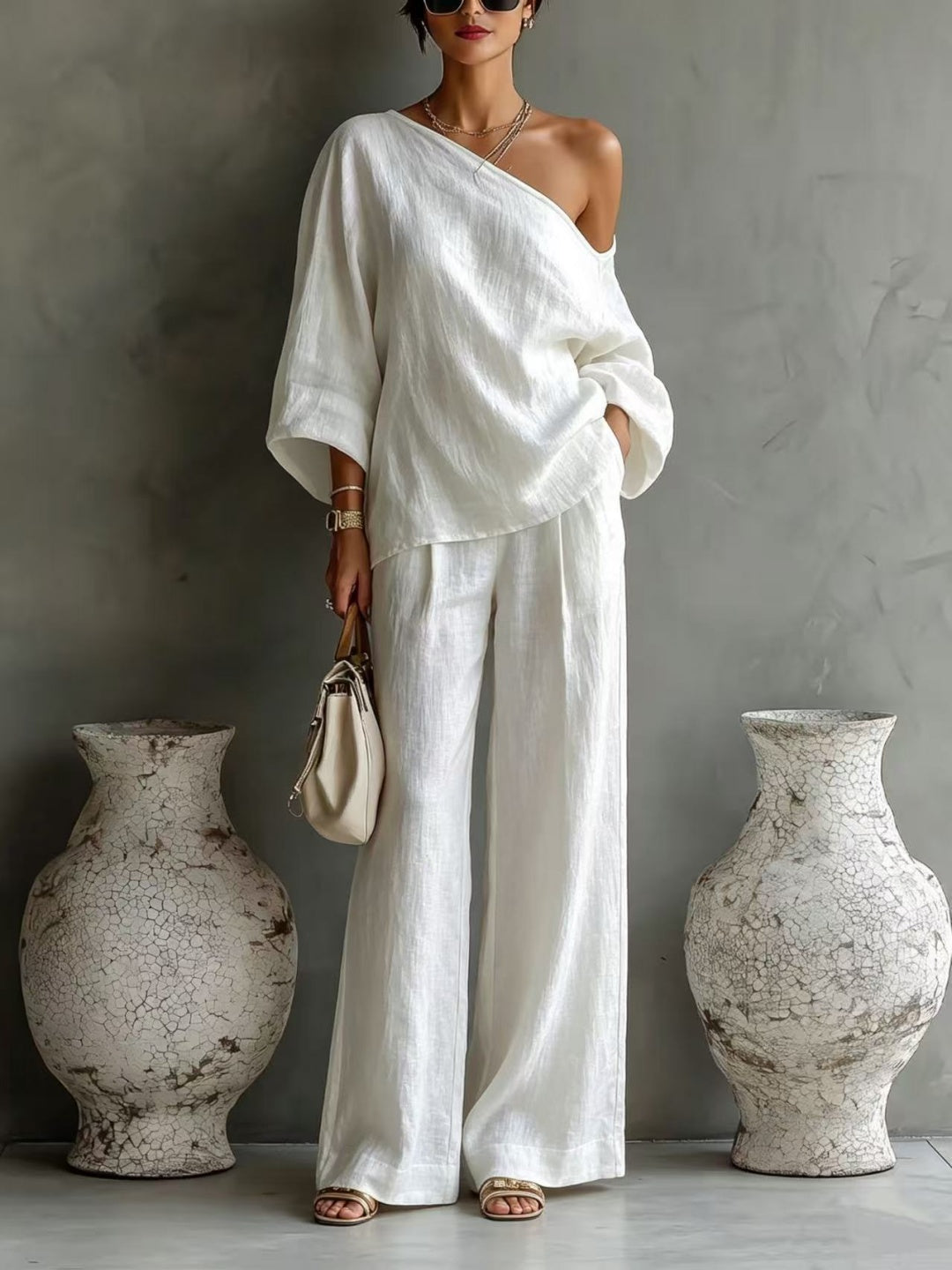 Lucia One-Shoulder Wide-Leg Set