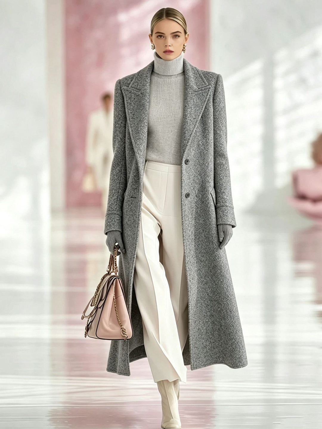 Marcella Tailored Longline Coat - Pink