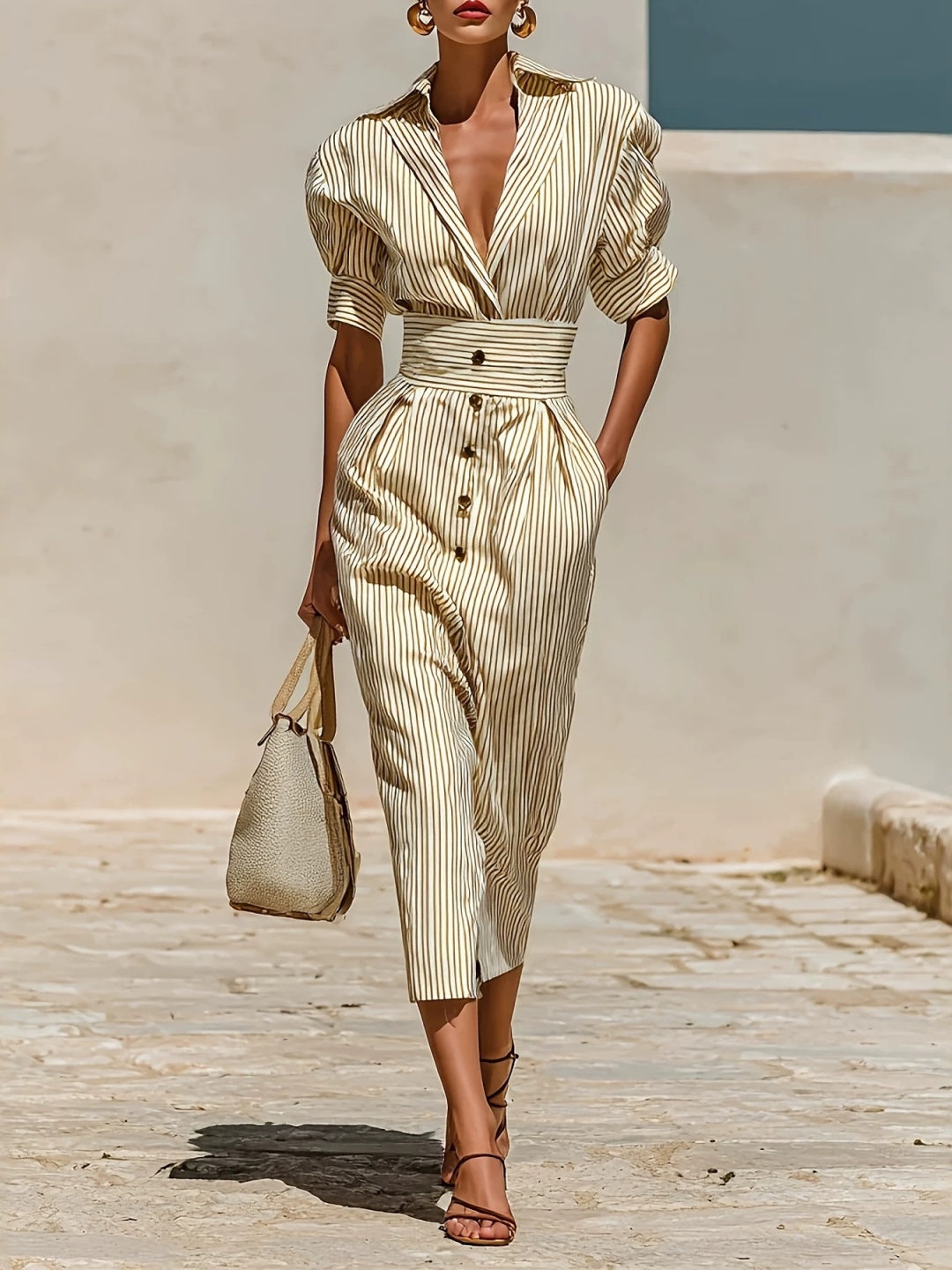 Elara Twist-Waist Midi Dress