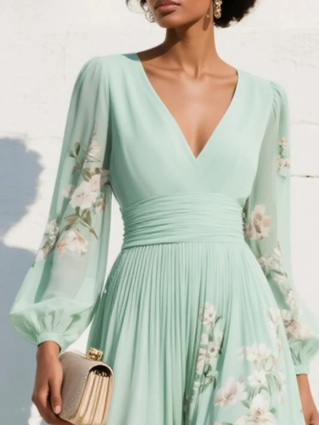 Mila Mint Floral Wrap Midi Dress