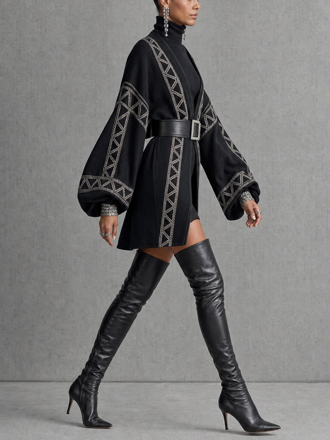 Flavia Embroidered Cape Mini Dress