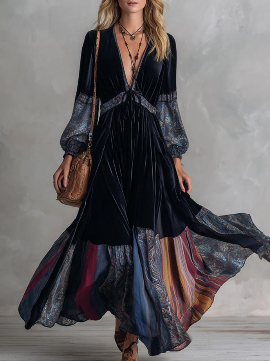 Mirella Patchwork Printed Maxi Dress