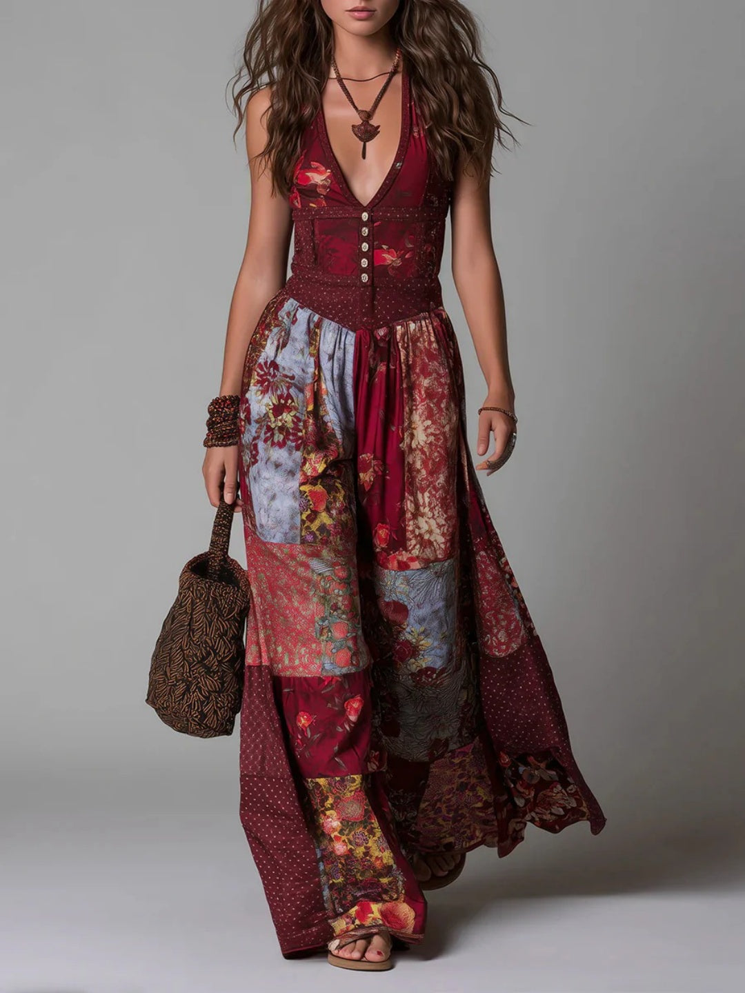 Paloma Burgundy Floral Wide-Leg Set
