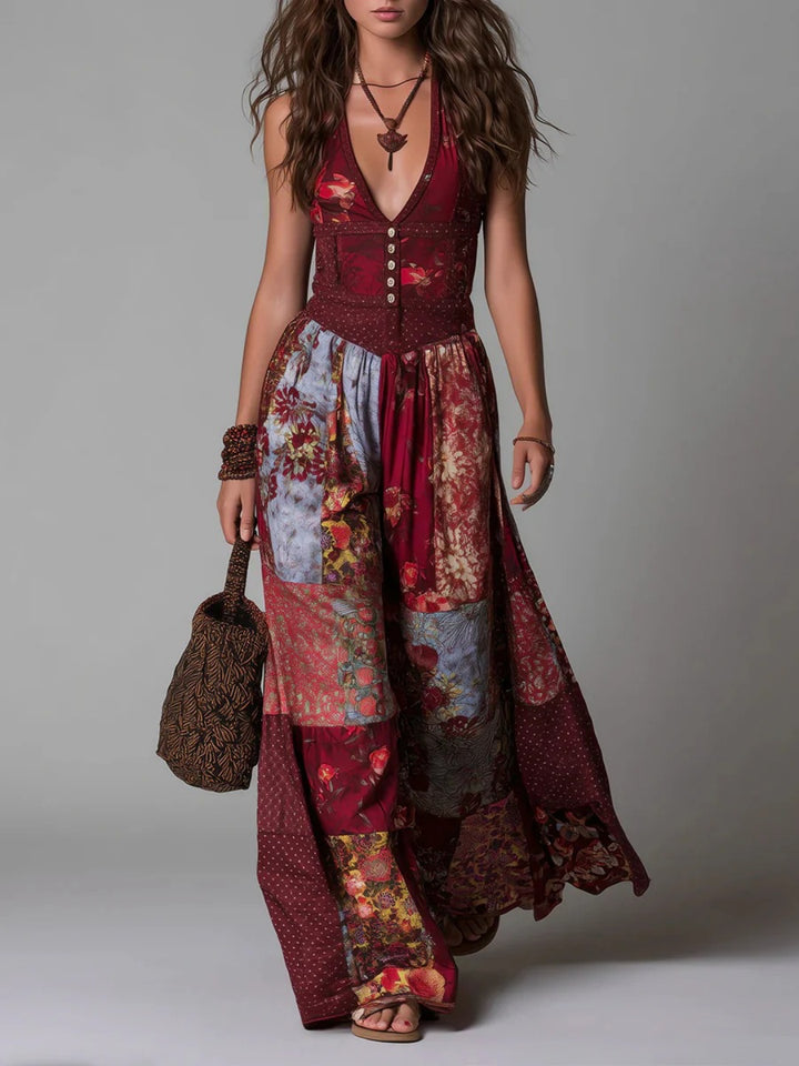 Paloma Burgundy Floral Wide-Leg Set