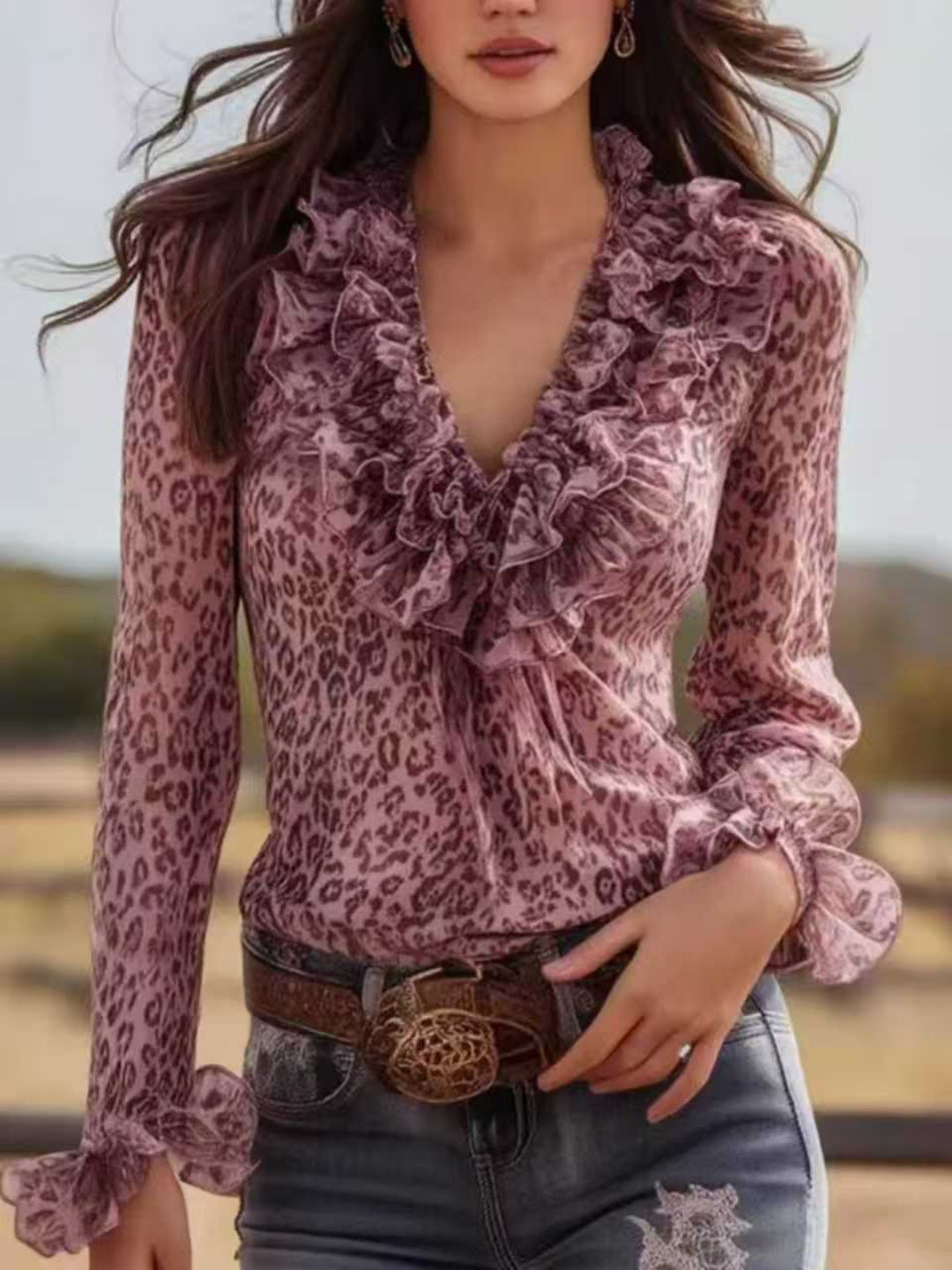 Sienna Rose Leopard Ruffle Blouse