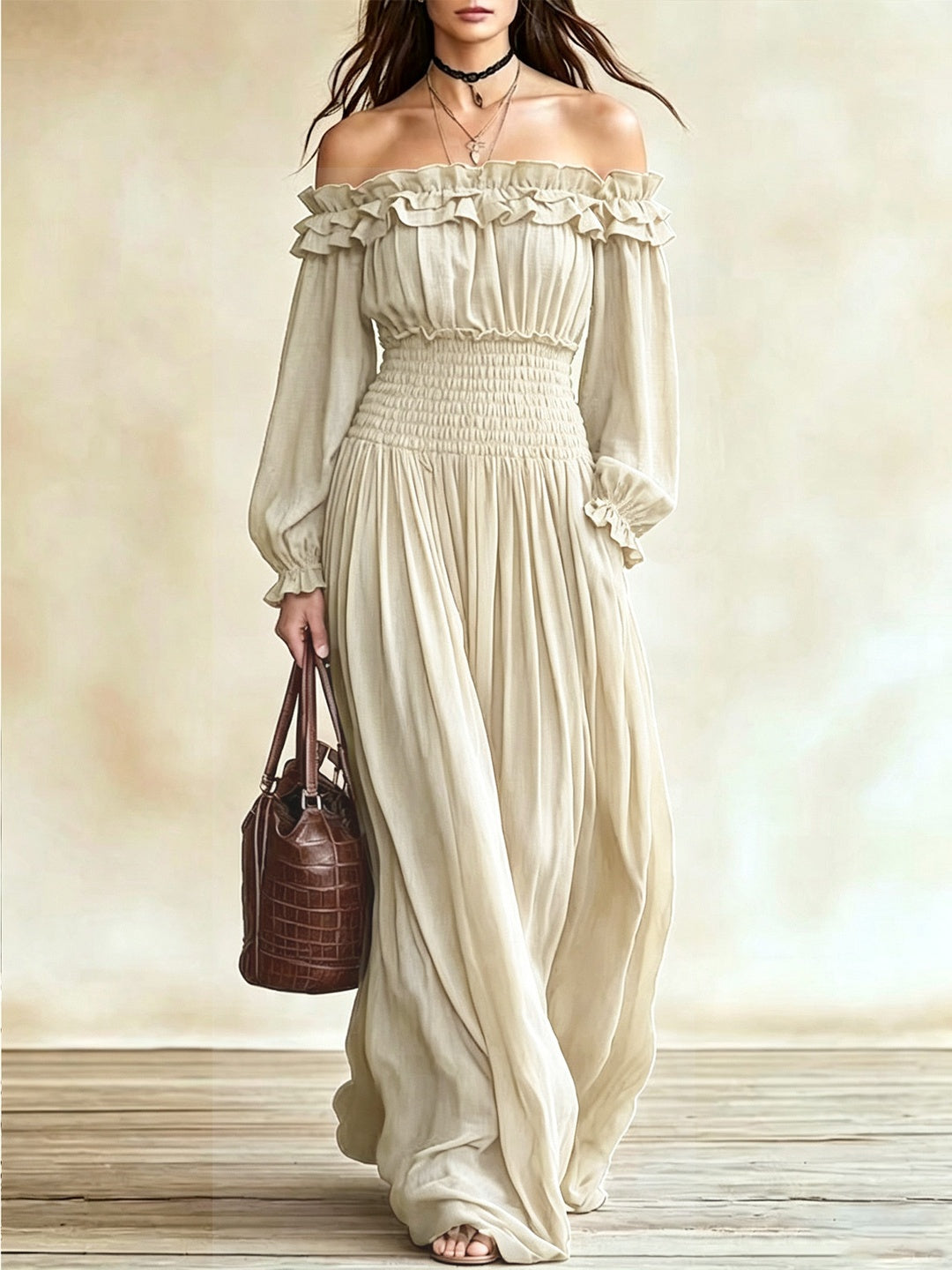 Esmeralda Off-Shoulder Ruffle Maxi Dress