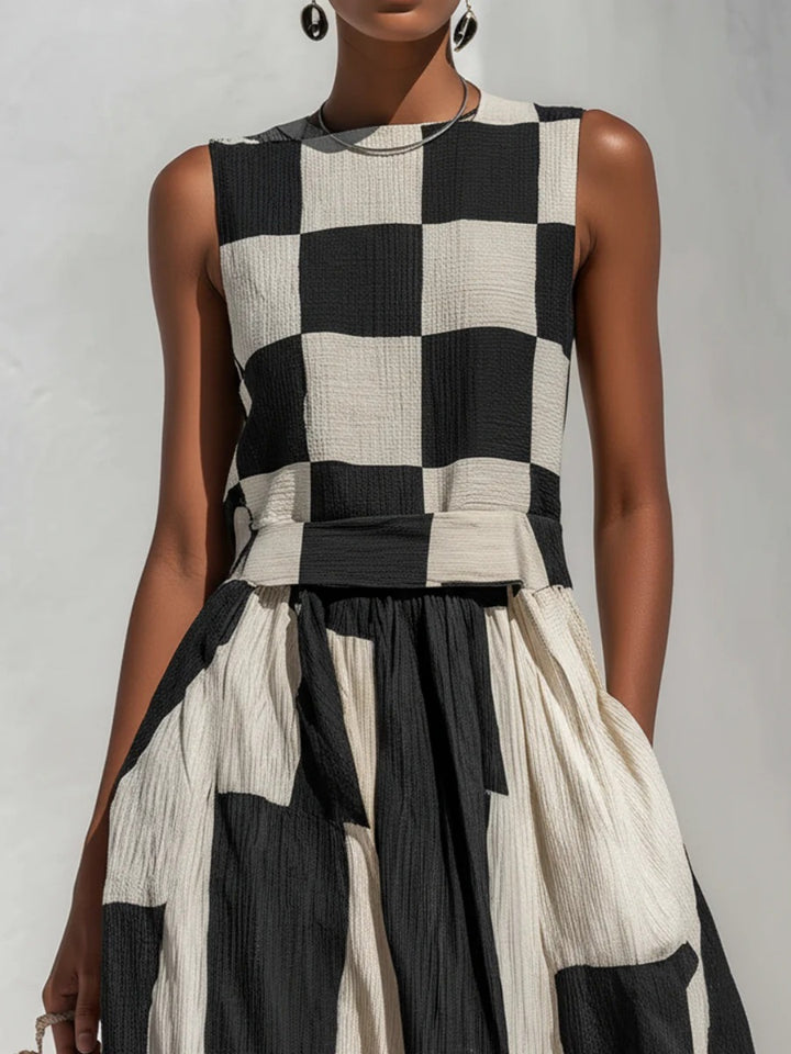 Noa Black Ivory Geometric Maxi Dress