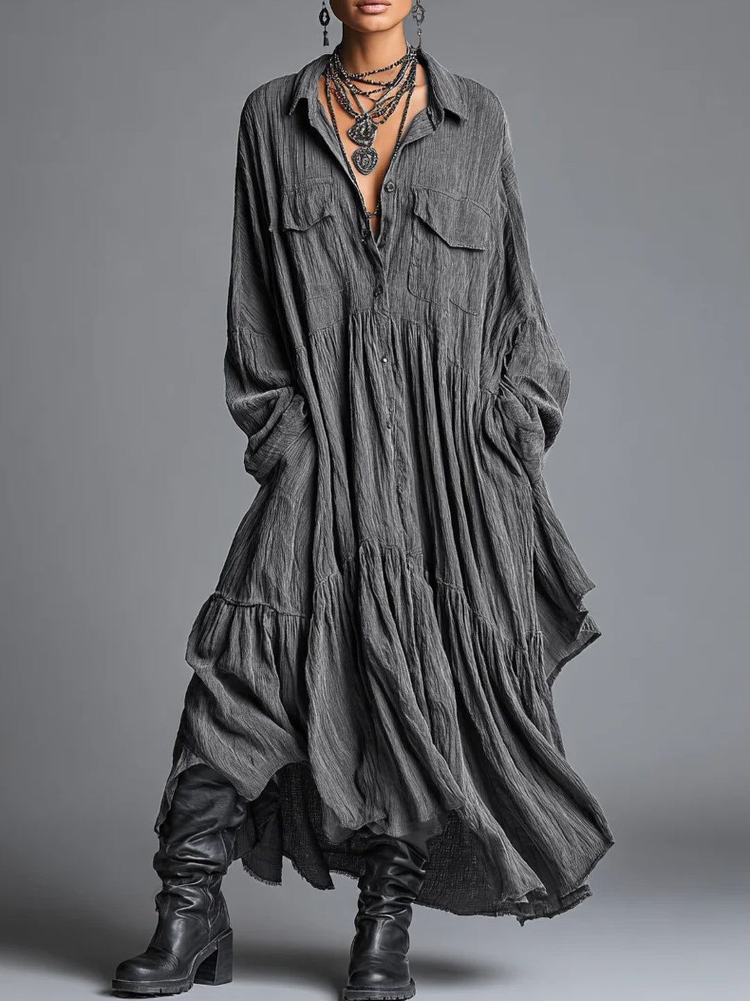 Ottavia Draped High-Low Maxi Dress