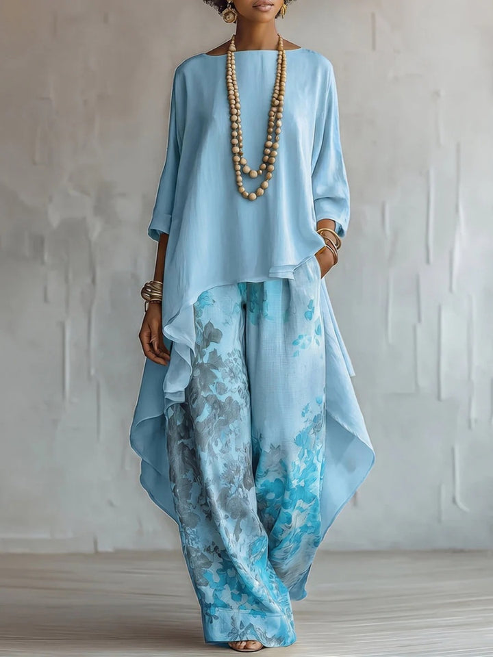 Soleil Mustard Tunic and Floral Harem-Pant Set