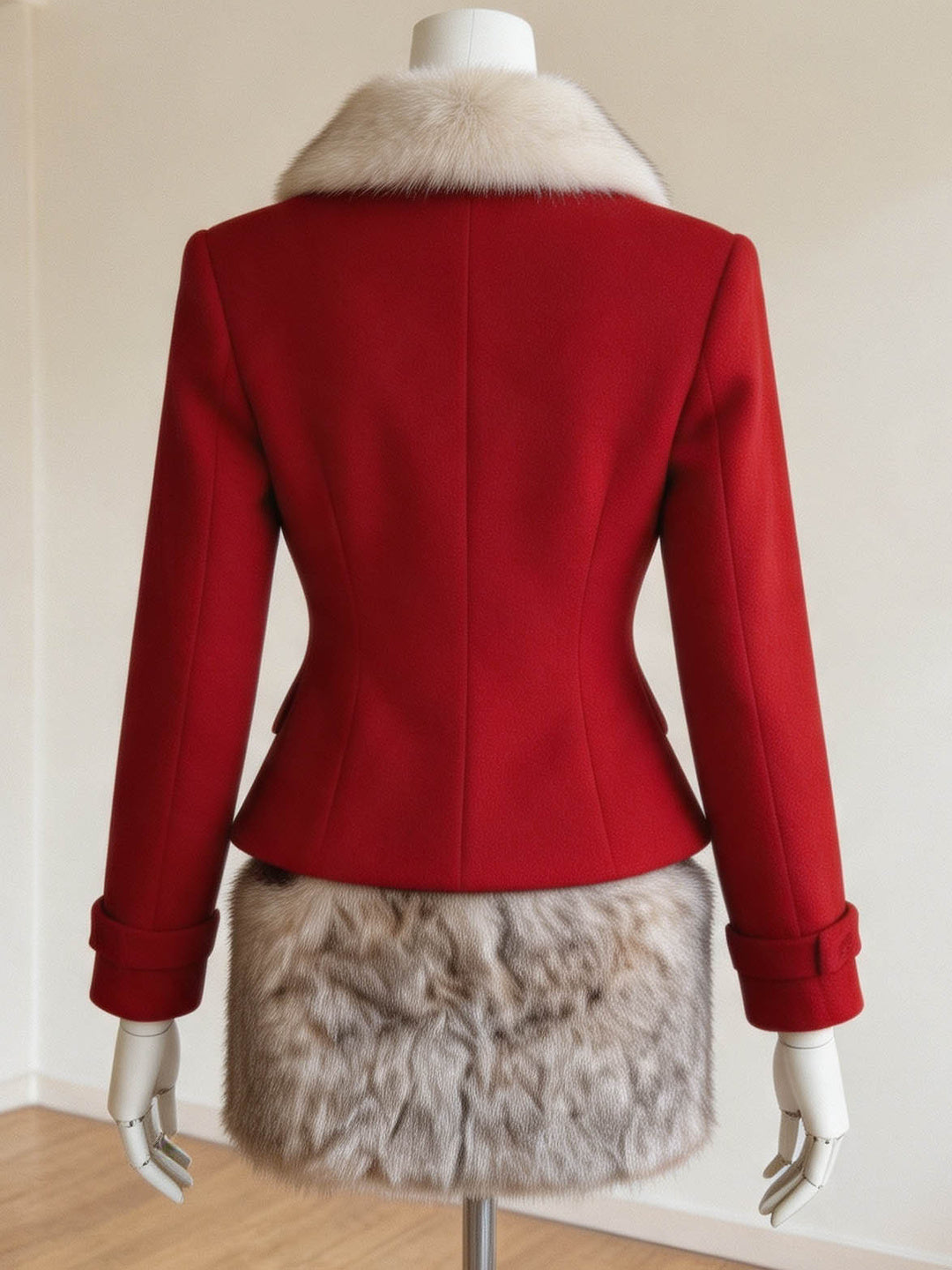 Fabiana Red Double Breasted Lapel Collar Jacke