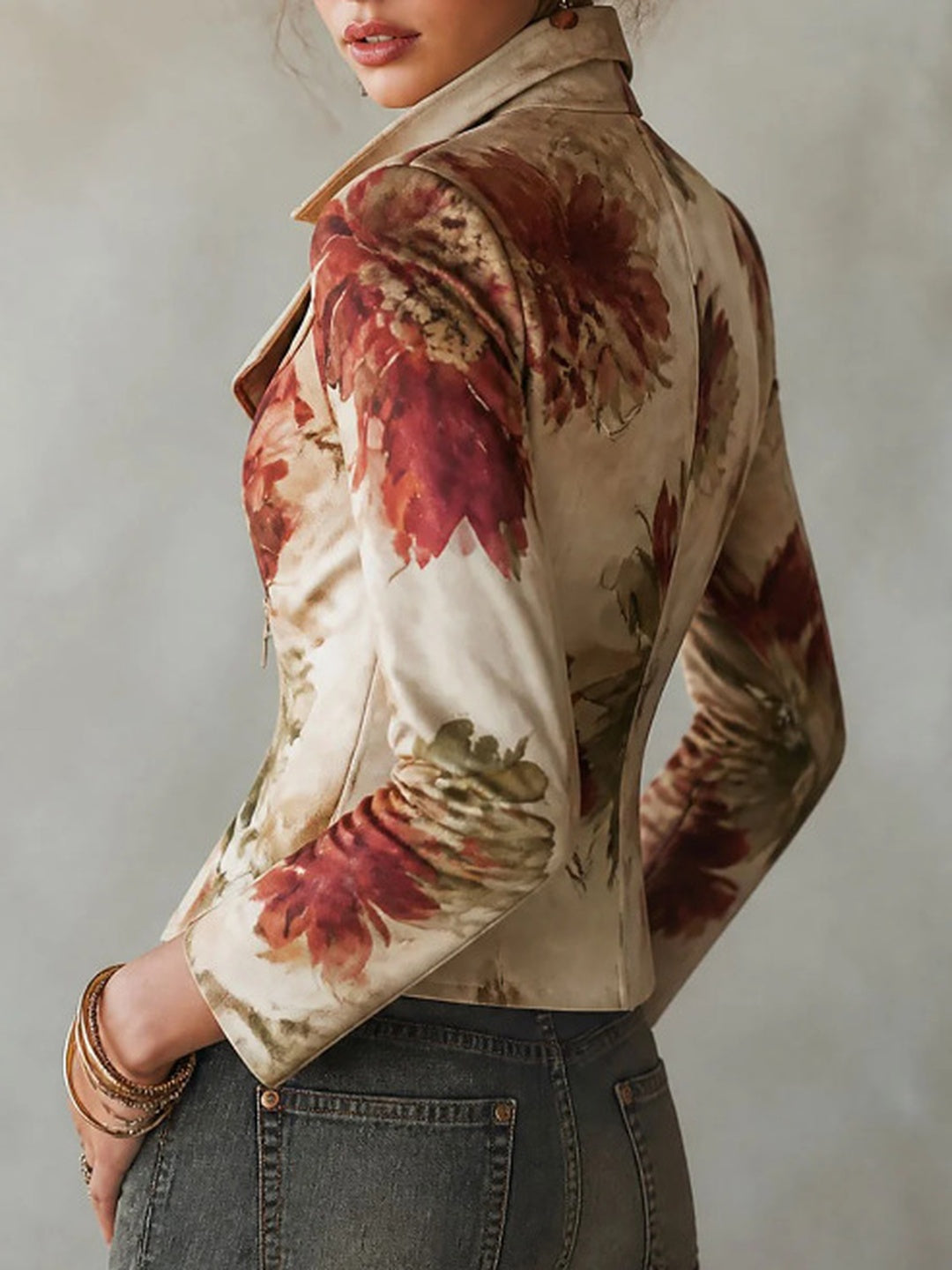 Fiora Botanical-Print Tailored Blazer