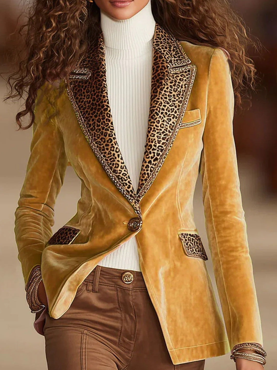 Leonora Contrast-Lapel Velvet Blazer