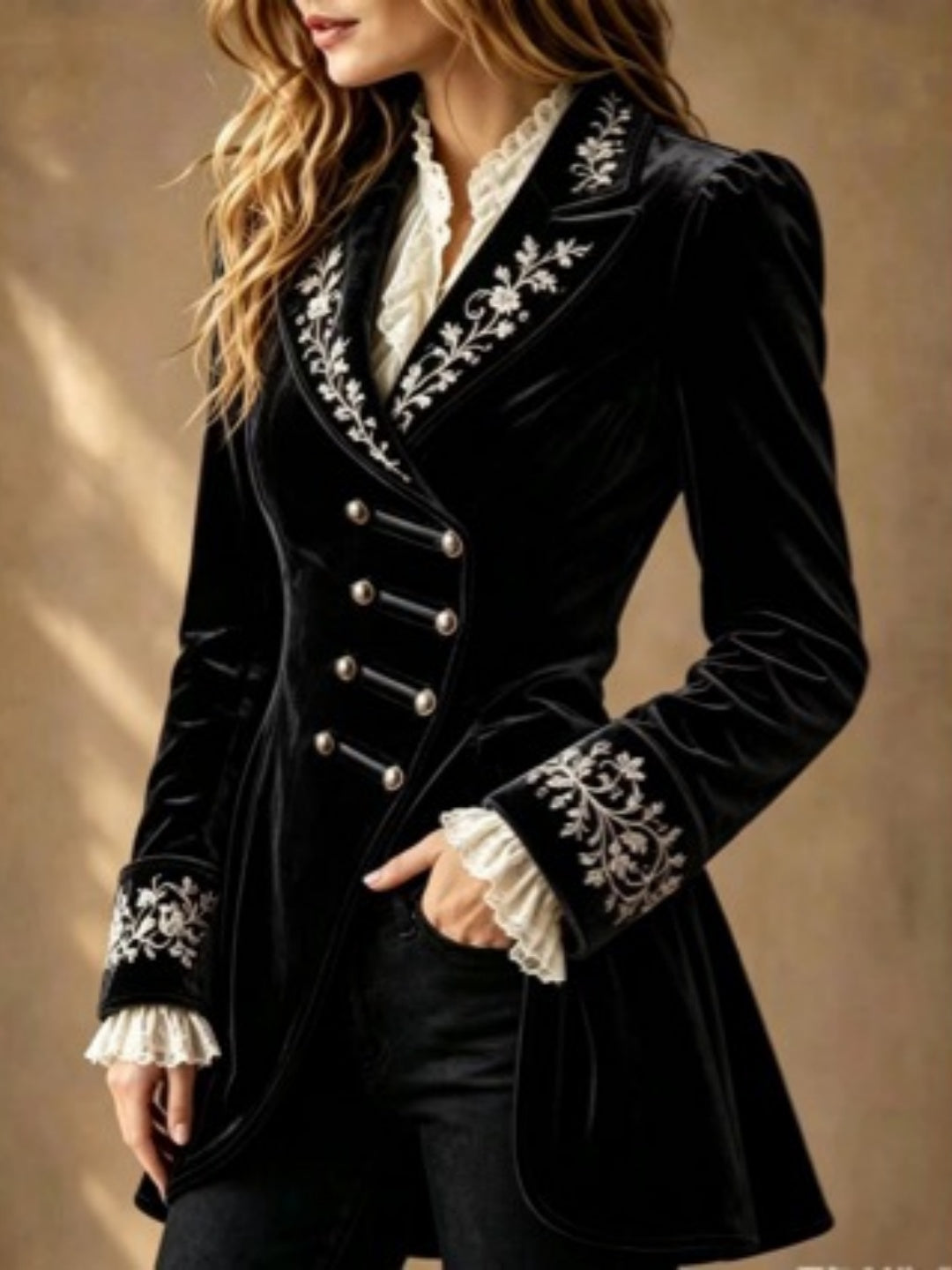 Alessandra Embroidered Velvet Blazer