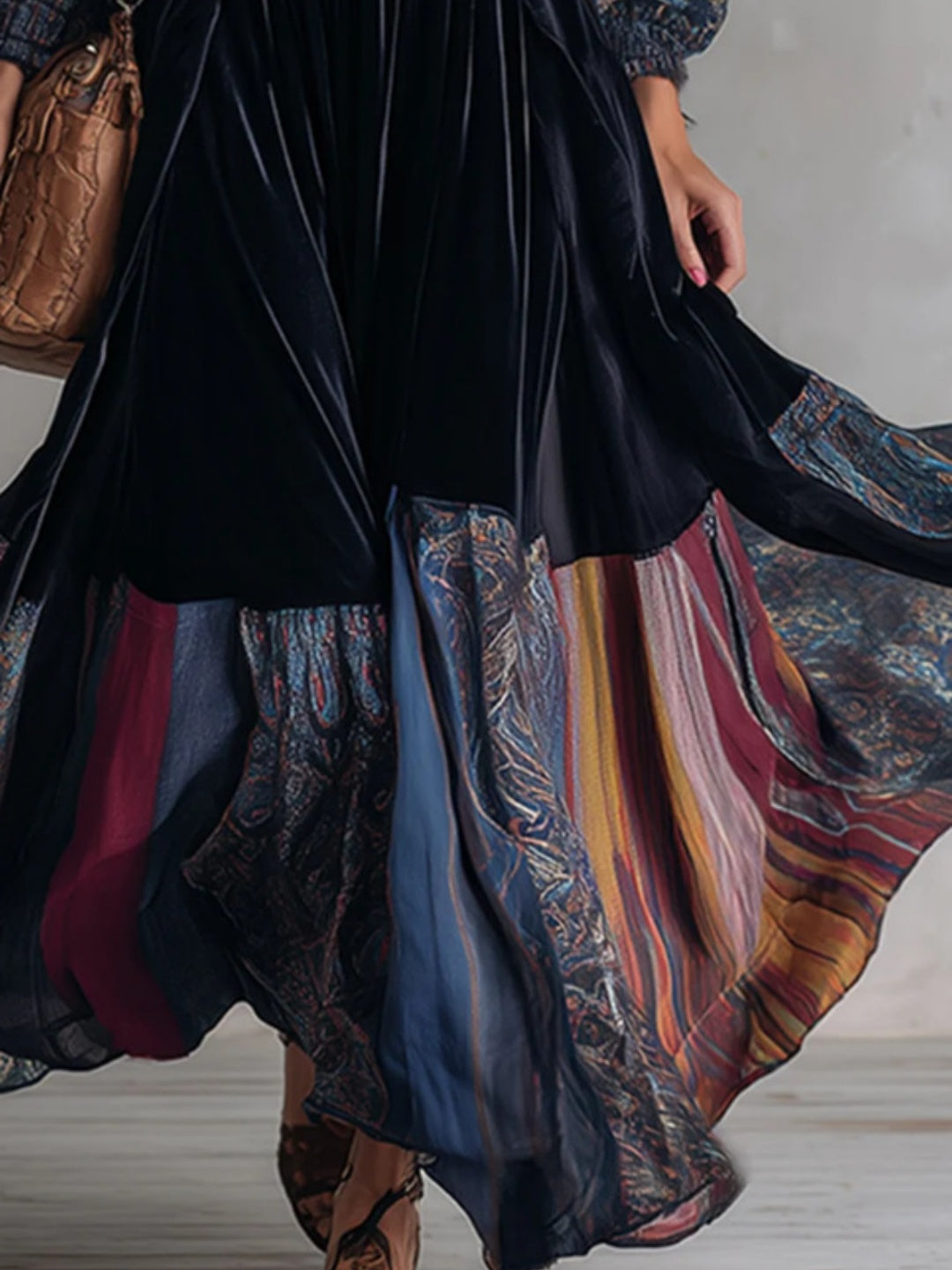 Mirella Patchwork Printed Maxi Dress