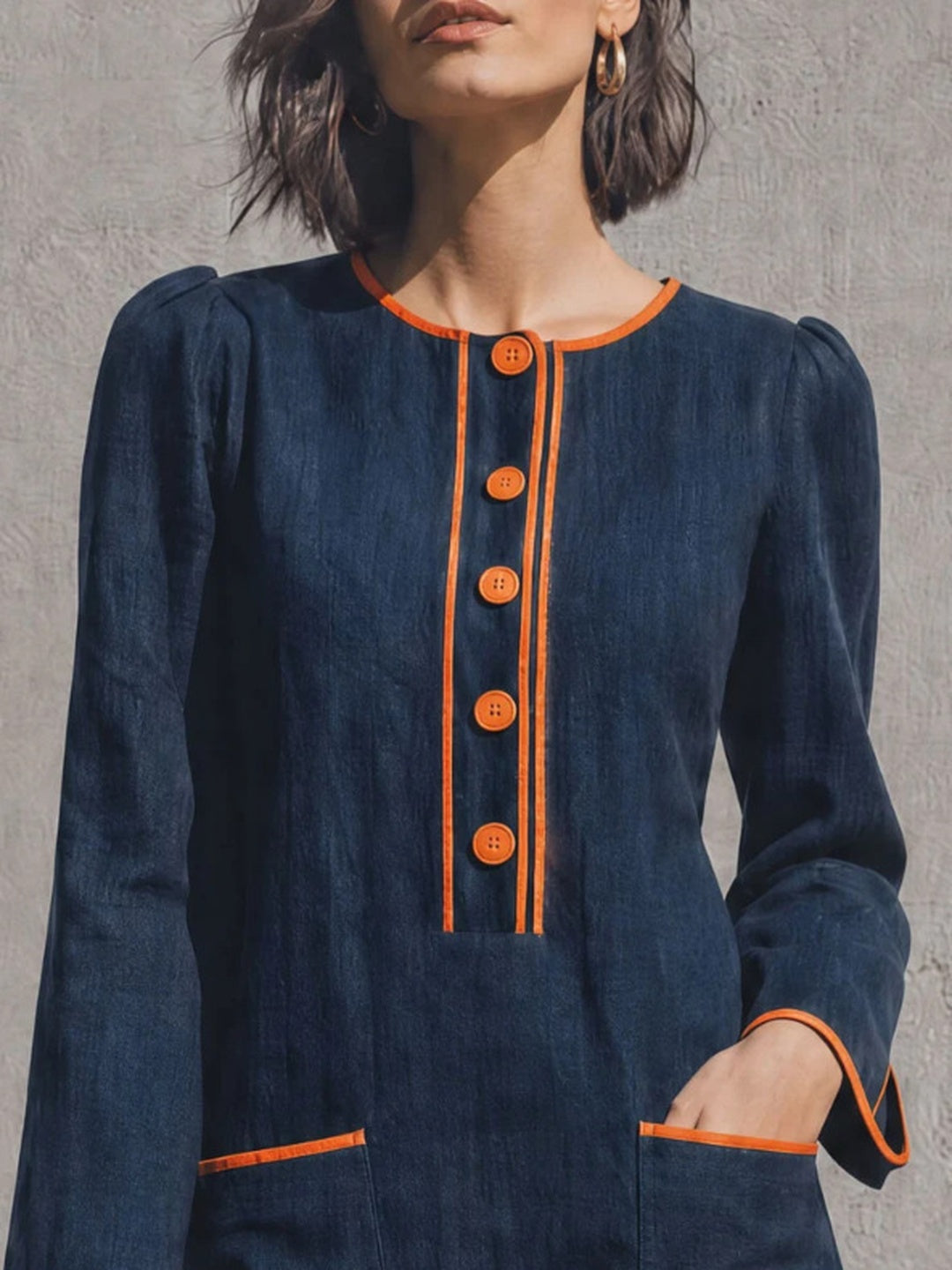 Marina Contrast-Trim Shift Mini Dress