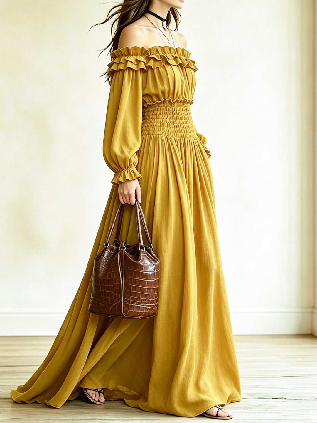 Esmeralda Off-Shoulder Ruffle Maxi Dress