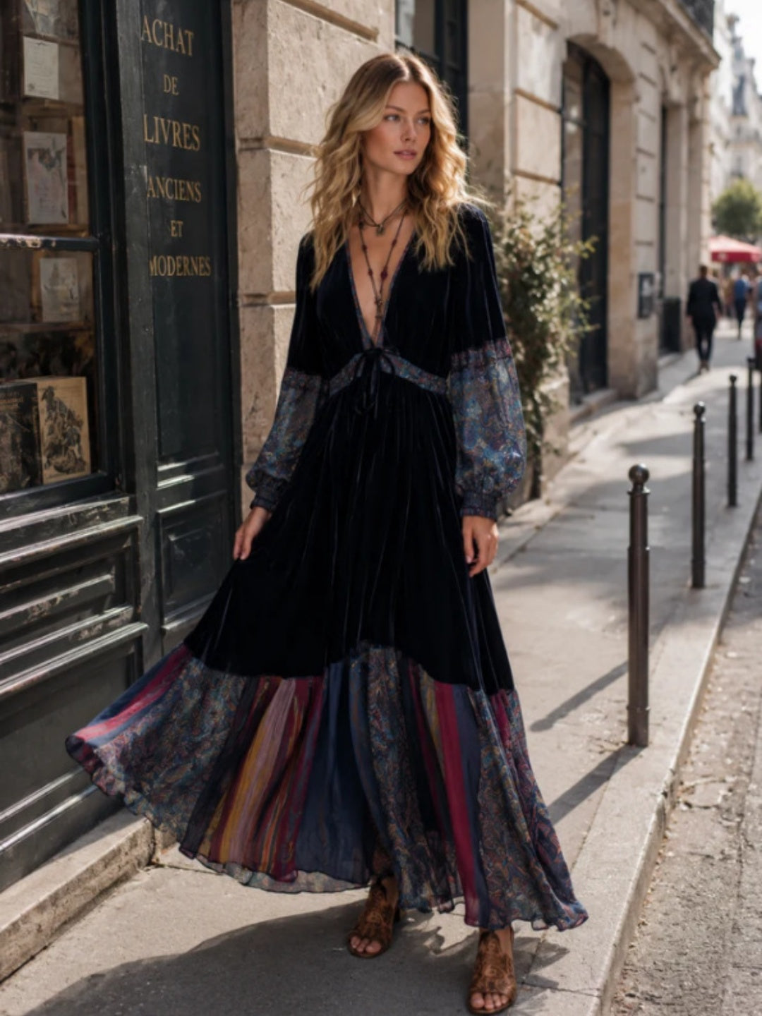 Mirella Patchwork Printed Maxi Dress