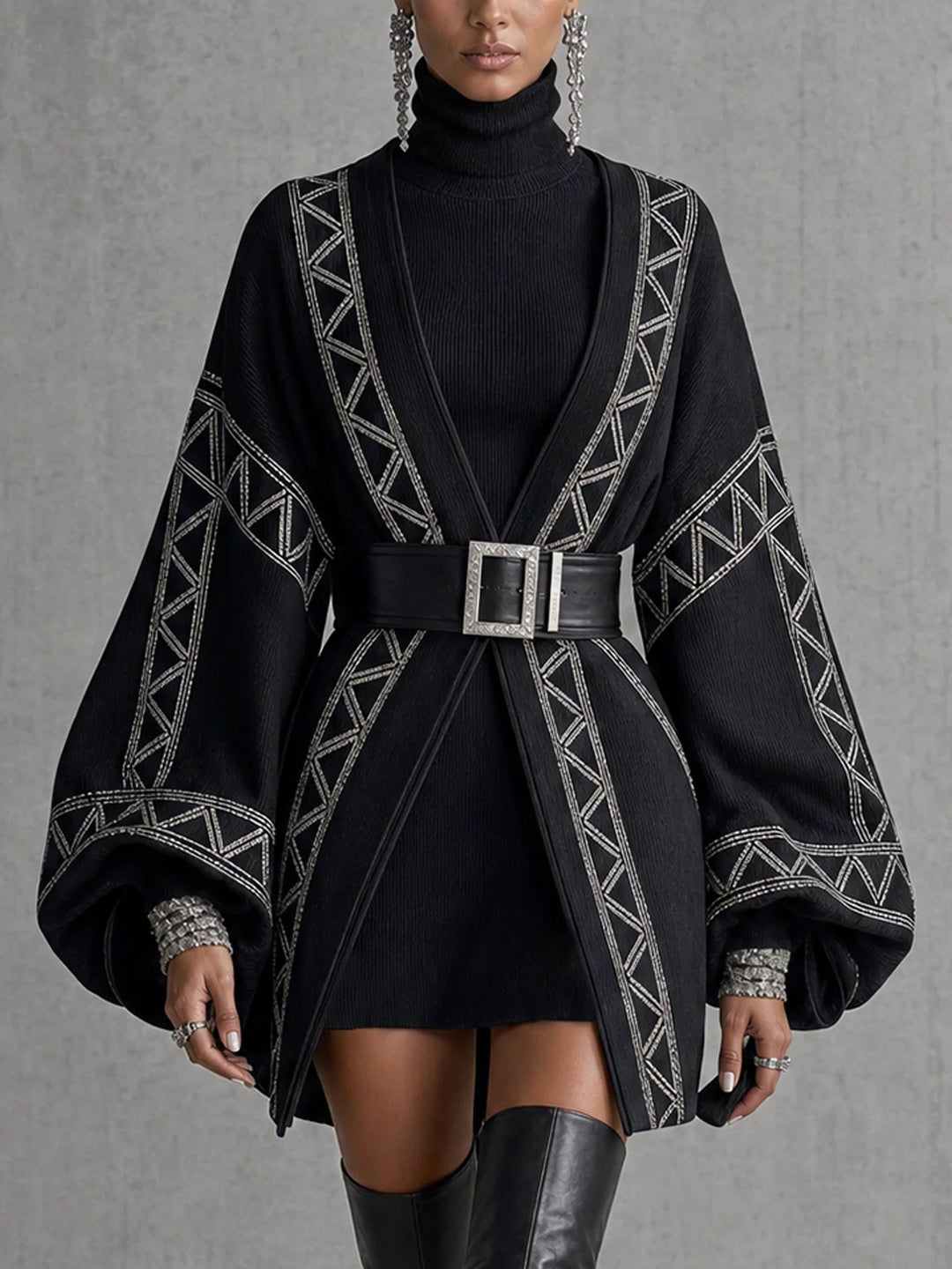 Flavia Embroidered Cape Mini Dress