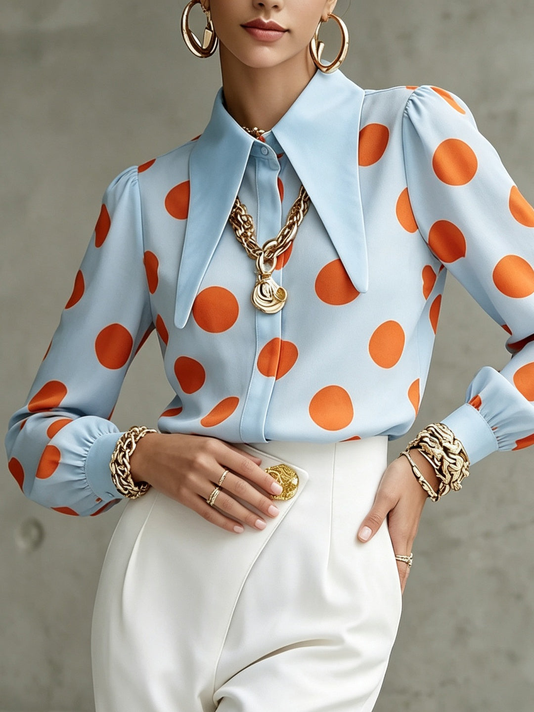 Capri Polka-Dot Button Shirt
