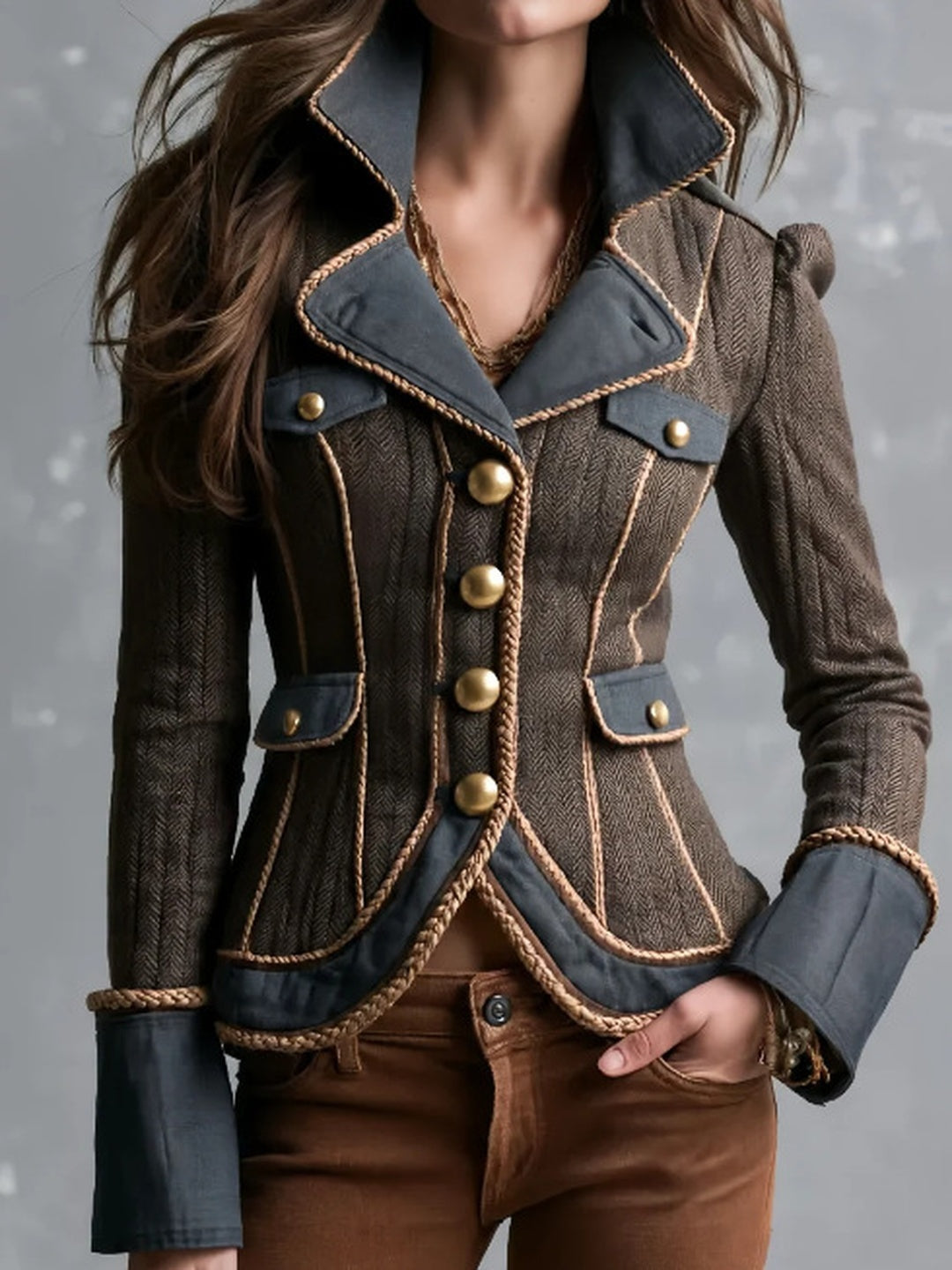 Marcella Military-Peplum Moto Jacket