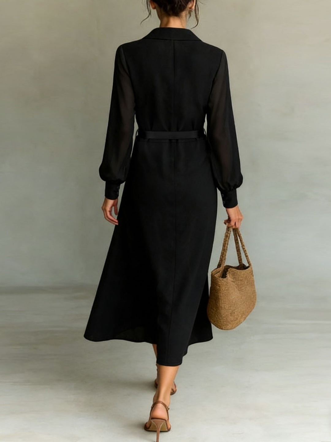 Alba Black Sheer-Sleeve Resort Set